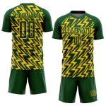 Sublimation Green Lightning Jersey Custom Soccer Uniform Yellow