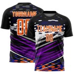 Soccer Lines Bay Black Orange-White Uniform Custom Jersey Sublimation