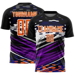 Soccer Lines Bay Black Orange-White Uniform Custom Jersey Sublimation