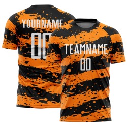 Uniform Soccer White-Bay Splash Black Sublimation Custom Jersey Orange