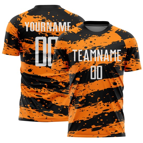 Uniform Soccer White-Bay Splash Black Sublimation Custom Jersey Orange