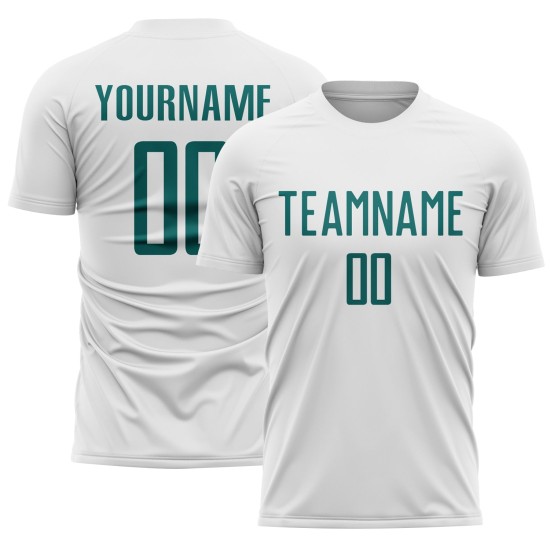 Teal Jersey Soccer White Custom Uniform Sublimation Teal Jersey Soccer White Custom Uniform Sublimation