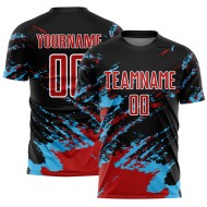 Art Jersey Soccer Sublimation Uniform Fragment Blue Splash Red-Sky Abstract Custom Black