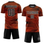 Line Black-White Orange Uniform Soccer Jersey Sublimation Custom