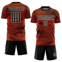 Line Black-White Orange Uniform Soccer Jersey Sublimation Custom