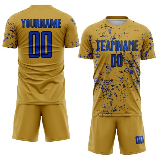 Jersey Gold Art Custom Old Fragment Soccer Abstract Thunder Uniform Blue-Black Sublimation