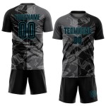 Graffiti Scratch Soccer Sublimation Black Uniform Gray-Teal Pattern Jersey Custom Steel