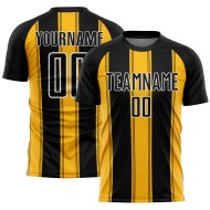 Black Soccer Gold-White Jersey Line Custom Uniform Sublimation