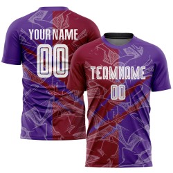 Sublimation Soccer Graffiti Pattern Maroon-Purple Custom Uniform Jersey Scratch