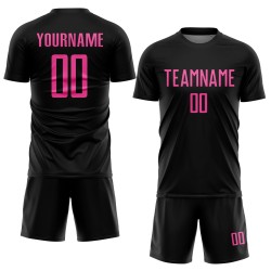 Sublimation Soccer Black Uniform Pink Custom Jersey