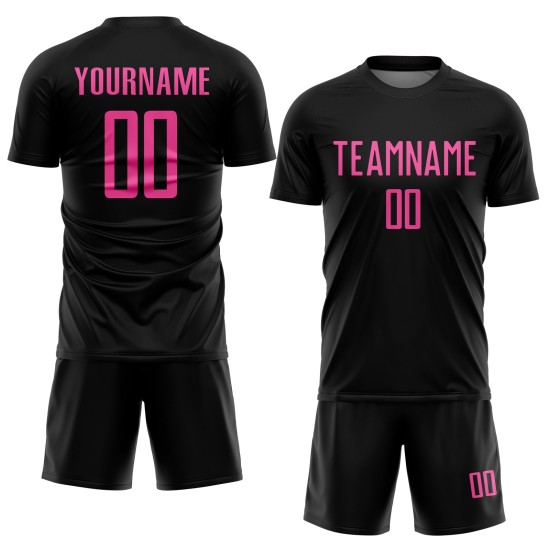 Sublimation Soccer Black Uniform Pink Custom Jersey