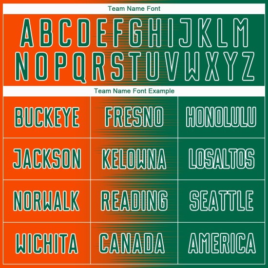 Gradient Kelly Jersey Soccer Green Line Uniform Sublimation Custom Orange-White