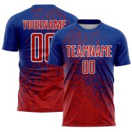 Fragment Custom Royal Sublimation Art Jersey Abstract Red-White Soccer Uniform