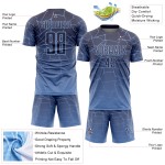 Uniform Light Lines Blue Soccer Jersey Sublimation Custom Gray Uniform Light Lines Blue Soccer Jersey Sublimation Custom Gray