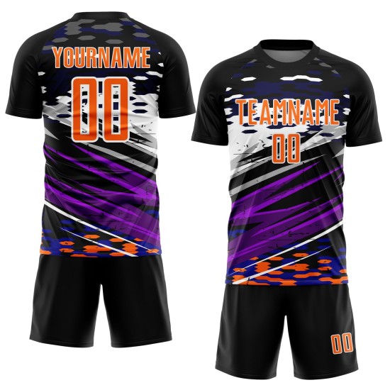 Soccer Lines Bay Black Orange-White Uniform Custom Jersey Sublimation