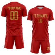 Gold Soccer Sublimation Jersey Uniform Old Custom Red