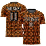 Shapes Orange Sublimation Soccer Custom Geometric Uniform Jersey Black-White