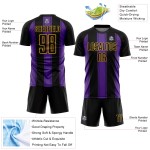 Custom Uniform Purple-Gold Soccer Line Black Sublimation Jersey
