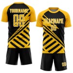 Jersey Uniform Sublimation Gold-White Lines Black Soccer Custom