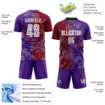 Sublimation Soccer Graffiti Pattern Maroon-Purple Custom Uniform Jersey Scratch