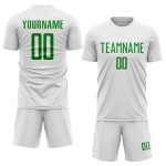 White Green Uniform Sublimation Custom Soccer Jersey Grass