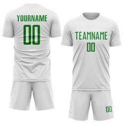 White Green Uniform Sublimation Custom Soccer Jersey Grass