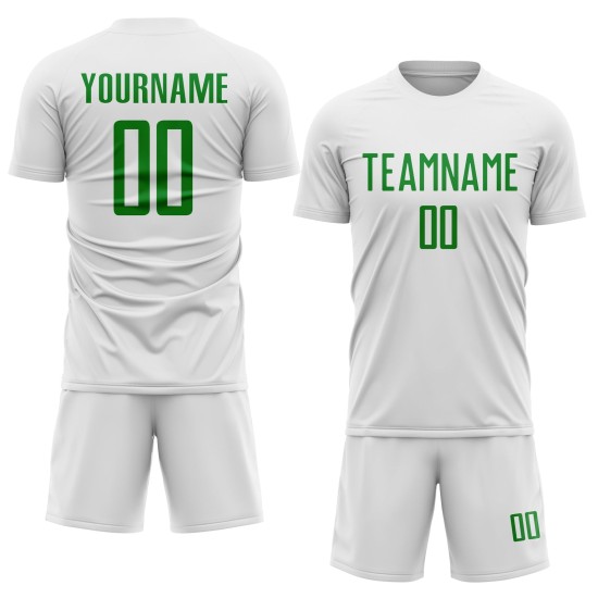 White Green Uniform Sublimation Custom Soccer Jersey Grass