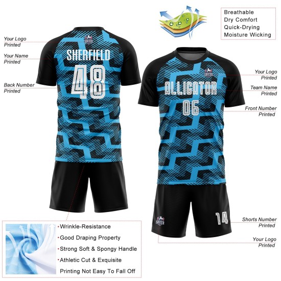 Uniform Line Soccer Blue Custom Sublimation Jersey White-Sky Black