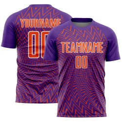 Soccer Custom Jersey Purple Lines Uniform Sublimation Orange-White