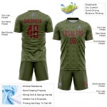 Soccer Shapes To Olive Custom Crimson Jersey Geometric Uniform Sublimation Service Salute Soccer Shapes To Olive Custom Crimson Jersey Geometric Uniform Sublimation Service Salute