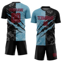 Pattern Blue Soccer Maroon Jersey Sublimation Black-Shadow Scratch Uniform Graffiti Custom