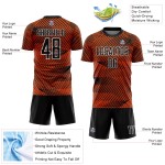 Line Black-White Orange Uniform Soccer Jersey Sublimation Custom