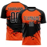 Jersey Custom Splash Sublimation Orange Black-White Uniform Soccer