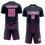 Lines Jersey Sublimation Navy Soccer Custom Pink-White Uniform