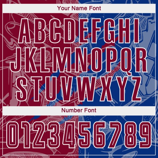 Soccer Jersey Maroon-Royal Sublimation Custom Uniform Graffiti Scratch Pattern