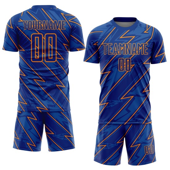 Orange Jersey Uniform Sublimation Bay Custom Soccer Royal Lightning