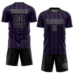 Geometric Soccer Shape Uniform Custom Sublimation Purple-White Jersey Black