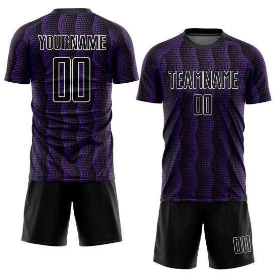 Geometric Soccer Shape Uniform Custom Sublimation Purple-White Jersey Black