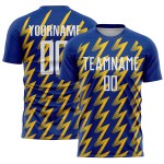 White-Yellow Royal Zigzag Soccer Jersey Custom Uniform Shape Sublimation White-Yellow Royal Zigzag Soccer Jersey Custom Uniform Shape Sublimation