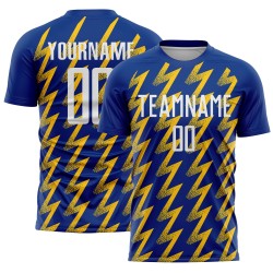 White-Yellow Royal Zigzag Soccer Jersey Custom Uniform Shape Sublimation