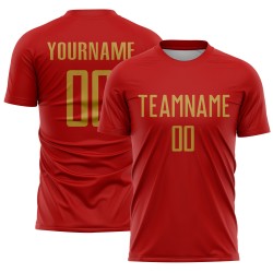 Gold Soccer Sublimation Jersey Uniform Old Custom Red