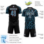 Network Splash Abstract Uniform Blue-Orange Custom Black Soccer Jersey Sky Sublimation