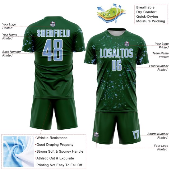 Uniform Soccer Fragment Abstract Blue-Kelly Green Art Light Sublimation Jersey Custom Green