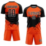 Jersey Custom Splash Sublimation Orange Black-White Uniform Soccer
