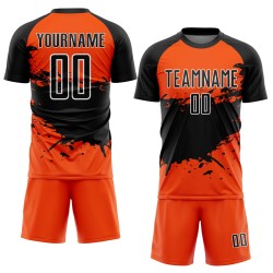 Jersey Custom Splash Sublimation Orange Black-White Uniform Soccer Jersey Custom Splash Sublimation Orange Black-White Uniform Soccer