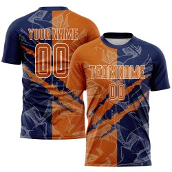 Jersey Texas Custom Pattern Scratch Orange-Navy Soccer Sublimation Uniform Graffiti
