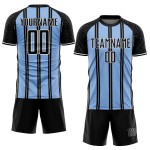 Soccer Jersey Uniform Light Line Blue-White Sublimation Black Custom