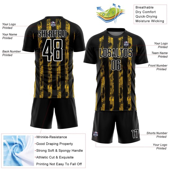 Uniform Sublimation Jersey Black Line Yellow-White Custom Soccer