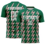 Jersey Sublimation Green Pink Shape Custom Zigzag Kelly Soccer Uniform White-Medium