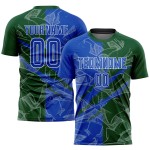Pattern Graffiti Sublimation Custom Thunder Soccer Uniform Jersey Blue-Green Scratch